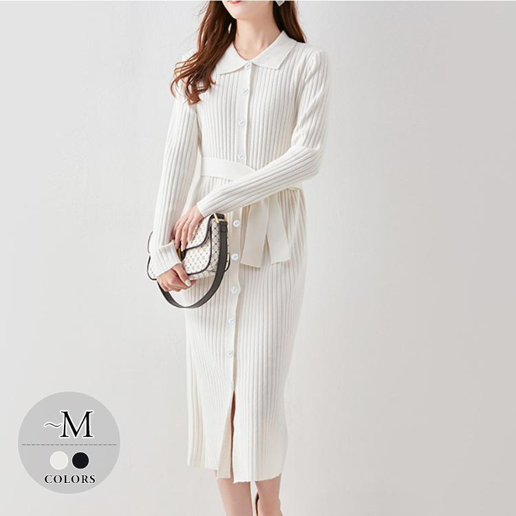 再再販 ワンピース ニットワンピース 襟付き Vネック あったか素材 ニット ウエストリボン 秋冬 膝下丈 ベルト Ol ナチュラル リブ編み Tek50 Tek50 ライバルはデパートgracefulsmile 通販 Yahoo ショッピング 公式 Clinilab Net