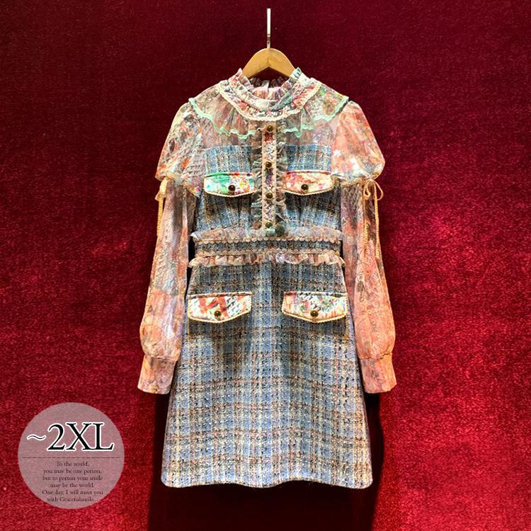 人気第1位 ワンピース チェック柄 フリル襟 ツイード 透け感 首元フリル Aライン ファスナー フリル ボタン パフスリーブ 美人 ママ 大人可愛い Teo16 Teo16 ライバルはデパートgracefulsmile 通販 Yahoo ショッピング 豪華 Www Clinicagastroservice Com Br