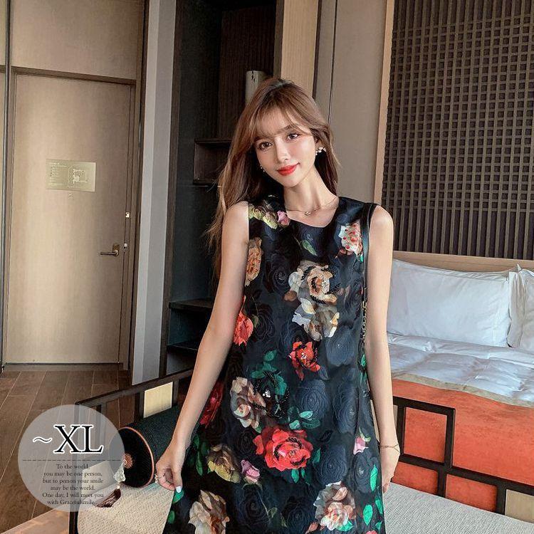 ワンピース ラウンドネック 花柄 総柄プリント ビーズ 膝上 涼しげ 派手 ガーリー 華美 お出かけファッション きれいめ 美人 Tet69 Tet69 ライバルはデパートgracefulsmile 通販 Yahoo ショッピング