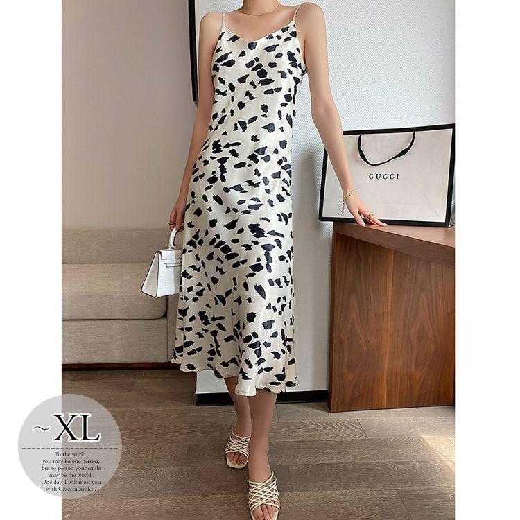 ワンピース ダルメシアン柄 ロングワンピース セレブコーデ 甘め キャミソールワンピ ママ 定番 上品 パーティー お出かけファッション 休日 Tgs06 Tgs06 ライバルはデパートgracefulsmile 通販 Yahoo ショッピング