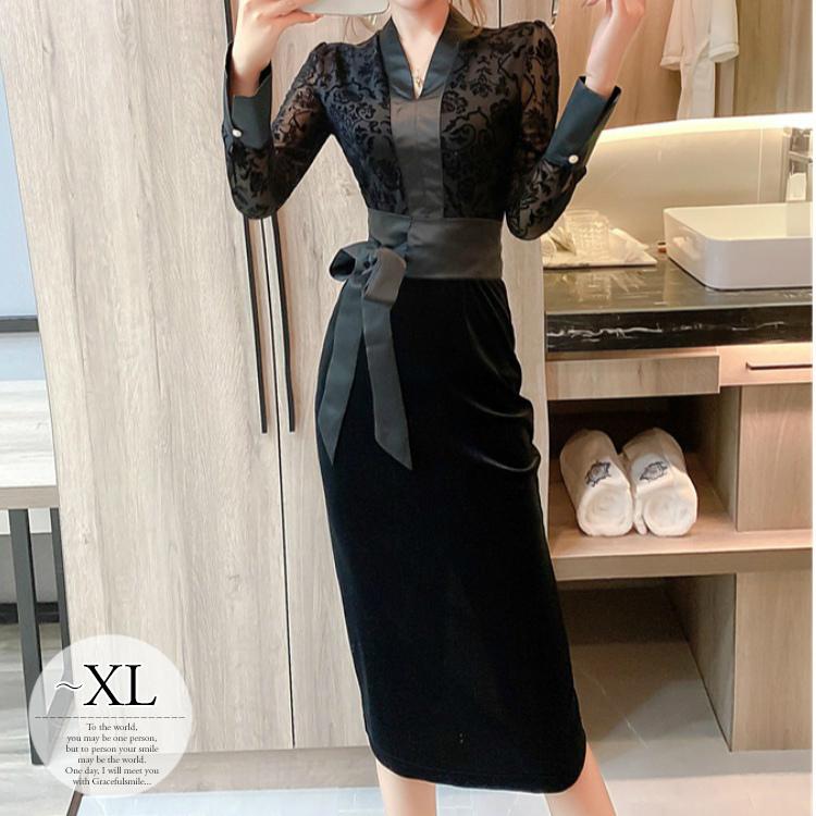 売り出し超安い ワンピース レディース レース モノトーン 大人エレガント タイトワンピ パーティードレス Vネック 上品 ブラック 休日 美人 リラックス モダン Tht17 海外通販 安い Omassci Com