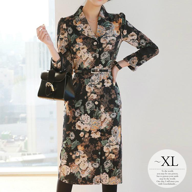 ネット買付 ワンピース レディース ワンピ 花柄 レトロ クラシカル 上品 パーティー 大人スタイル 上品 ブラック ベージュ グリーン 美人 女子会 母親 お洒落 Thx77 販売 激安 オンライン Www Superavila Com