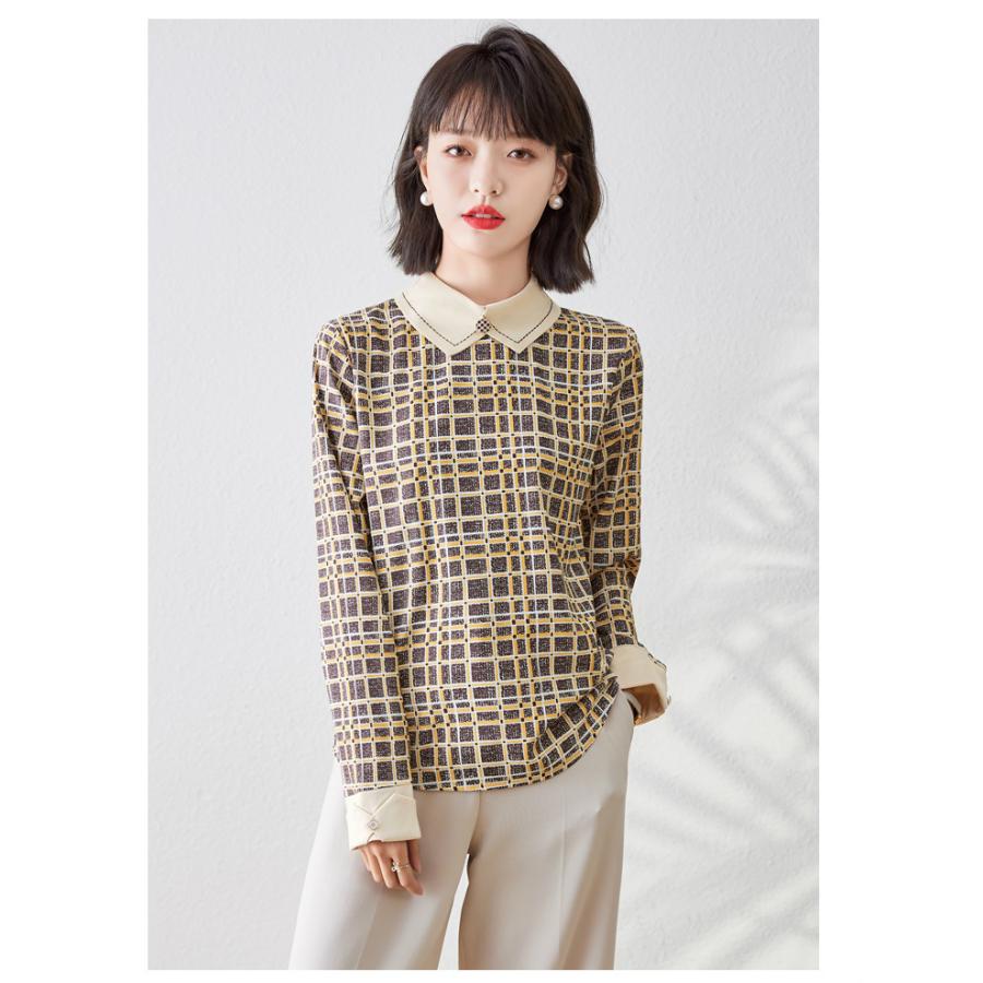 人気新品入荷 ブラウス おしゃれ Tim ブラウン エレガント きれいめ オフィスカジュアル クラシカル 格子柄 チェック柄 長袖 大きいサイズ レディース トップス シャツ 五分 七分袖 サイズ L Kibrismikro Com