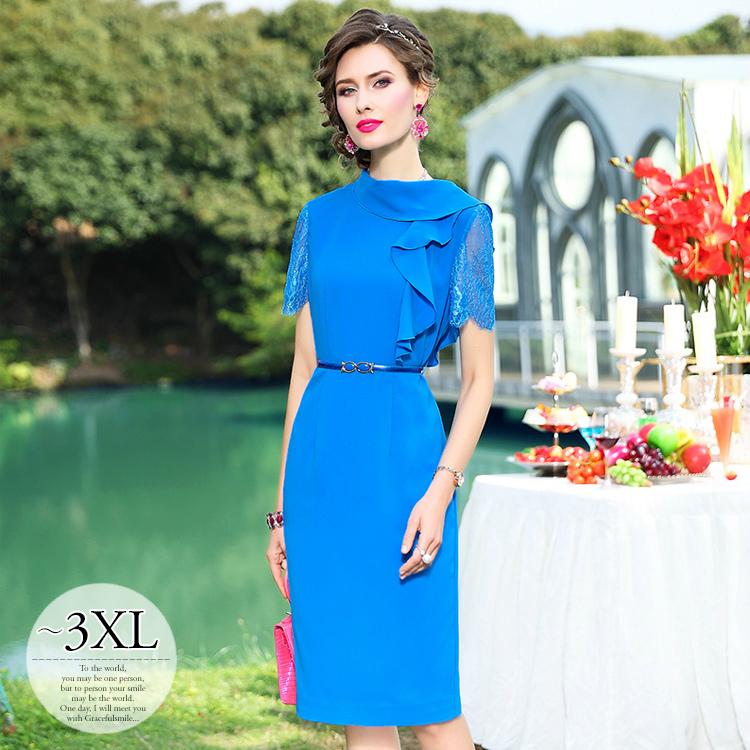 ドレス パーティードレス ロングドレス ワンピース ストレート レース 花 ワントーン シンプル ロイヤル ブルー旅行 シンプル オシャレ きちんと ママ Wcx12 Wcx12 ライバルはデパートgracefulsmile 通販 Yahoo ショッピング