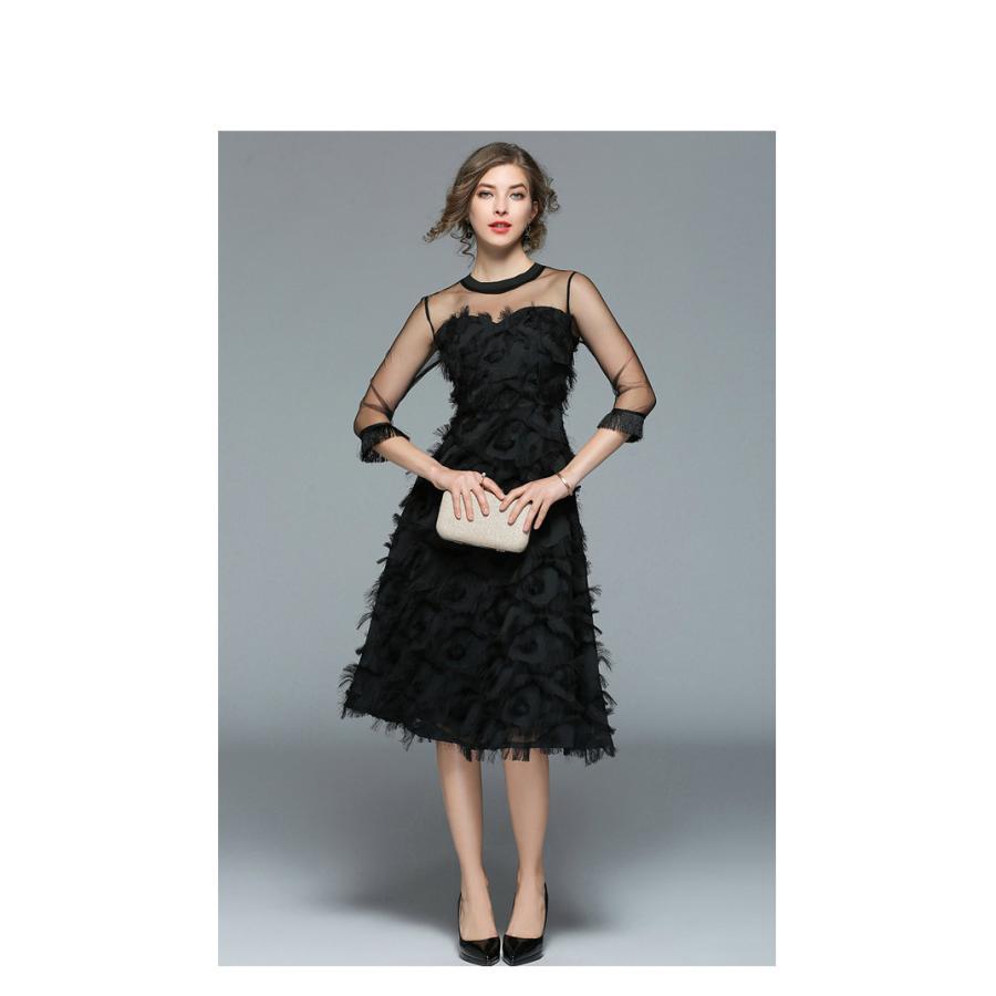 ライバルはデパートgracefulsmileのドレス ワンピース Aライン 7分袖 丸首 シースルー 羽 フリンジ パーティーコーデ 華やか モダン 優美 ブラックおしゃれ ナチュラル 清楚 美人 女子会 Web33 Web33ならyahoo ショッピング ランキングや口コミも豊富な