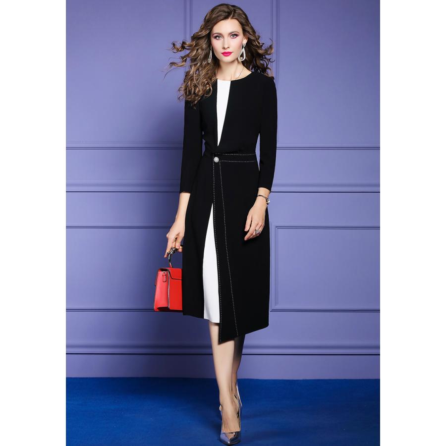 ドレス ワンピース 七分袖 膝丈 モノトーン シンプル モード パーティー 結婚式 ブラック ホワイト可愛い お出かけファッション 美人 デート 食事会 Weg81 Weg81 ライバルはデパートgracefulsmile 通販 Yahoo ショッピング