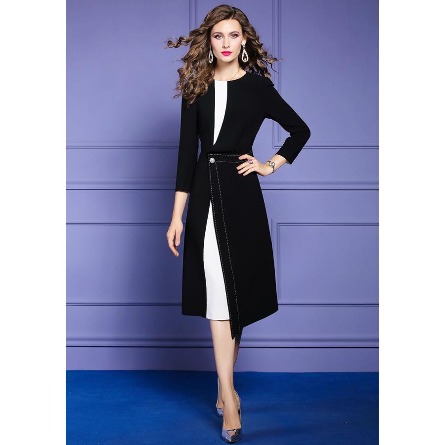 ドレス ワンピース 七分袖 膝丈 モノトーン シンプル モード パーティー 結婚式 ブラック ホワイト可愛い お出かけファッション 美人 デート 食事会 Weg81 Weg81 ライバルはデパートgracefulsmile 通販 Yahoo ショッピング