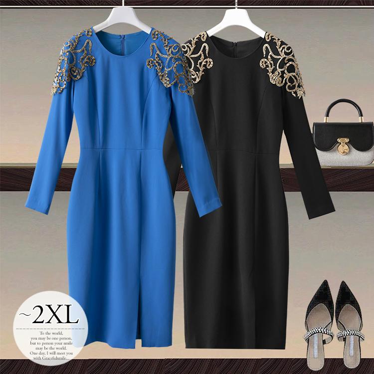 全国激安 ドレス パーティードレス お呼ばれドレス お呼ばれワンピース 結婚式 ワンピース レディース 大きいサイズ 無地 タイトワンピ ビジュー 刺繍 休日 Wgw54 アウトレット 格安通販 Ecf Com Tr