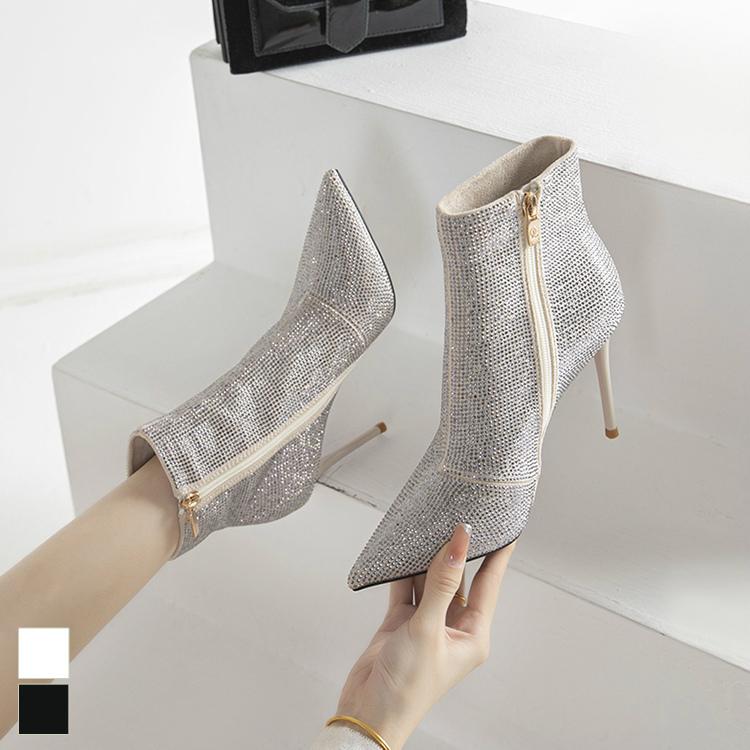 激安人気新品 不動の定番スタイルで上品に決める Size交換送料一部当店負担 ブーティ Zec01 ナチュラル お洒落 歩きやすい ホワイト ブラック ヒール おしゃれ 美脚 ピンヒール お出かけ 上品 ビジュー レディース ショートブーツ ブーツ Savannah Osc Com