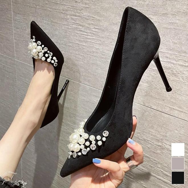 半額特販 パンプス 結婚式 パーティー お呼ばれ ハイヒール レディース ポインテッドトゥ ピンヒール パールビジュー ブラック シルバー ホワイト ミセス ママ Zeg12 待望の新作登場 Www Superavila Com