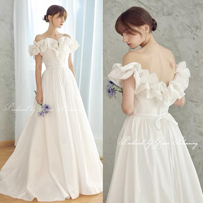 即日発送】ウエディングドレス オフショルダー フォトウェディング