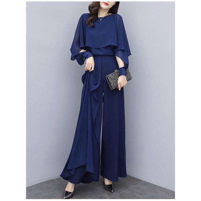 パンツドレス 結婚式 上下2点セット サイズ展開 S-2XL 着るだけで