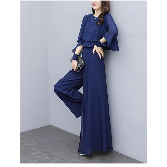 パンツドレス 結婚式 上下2点セット サイズ展開 S-2XL 着るだけで