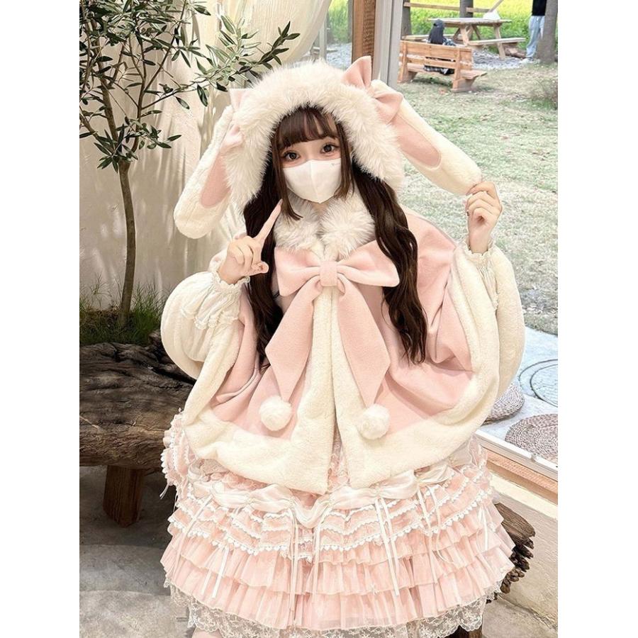 ポンチョ コート うさぎ耳 うさ耳 ロリータ ロリィタ 甘ロリ フード