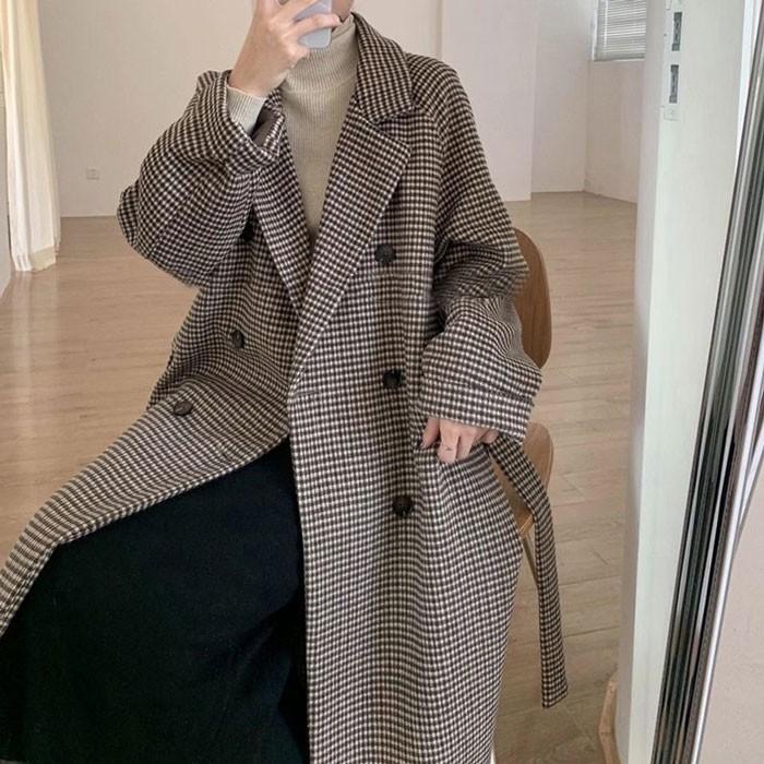 チェスターコート チェック柄 レディース 千鳥格子 ロングコート
