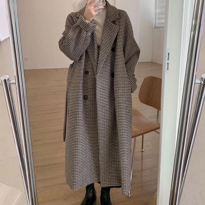 チェスターコート チェック柄 レディース 千鳥格子 ロングコート