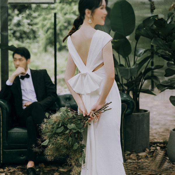 ウエディングドレス ワンピース 白 結婚式 二次会 披露宴 エンパイアライン