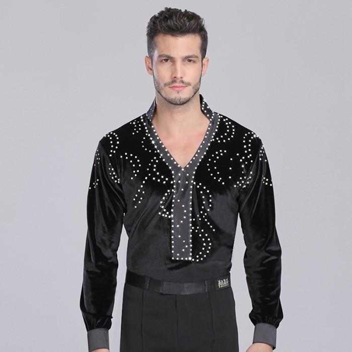 男性社交ダンス衣装 競技着 メンズ ダンス用シャツ 男性用 ダンス衣装 上着 練習着 ワルツ カウボーイ チャチャチャ ルンバ ステージ 衣装 |  | 01