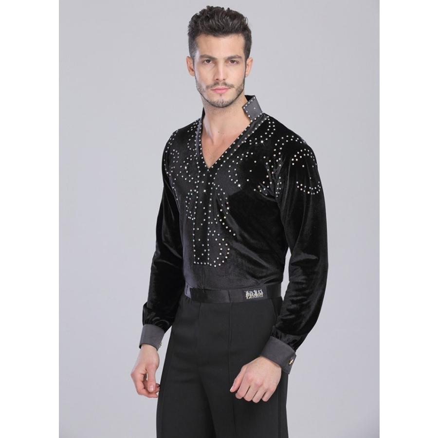 男性社交ダンス衣装 競技着 メンズ ダンス用シャツ 男性用 ダンス衣装 上着 練習着 ワルツ カウボーイ チャチャチャ ルンバ ステージ 衣装 |  | 02