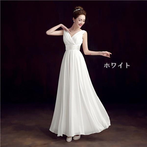 ロングドレス シフォン 演奏会 ピアノ発表会 Vネック スレンダーライン