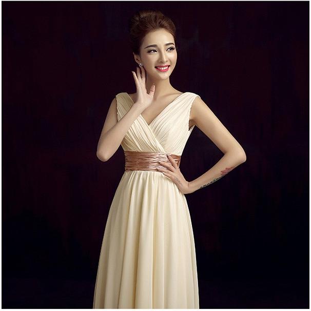 ロングドレス シフォン 演奏会 ピアノ発表会 Vネック スレンダーライン