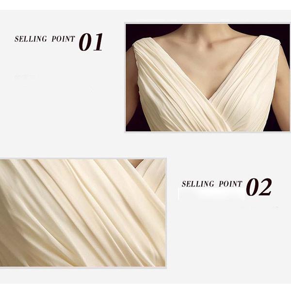 ロングドレス シフォン 演奏会 ピアノ発表会 Vネック スレンダーライン