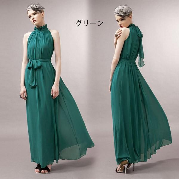 ロングドレス 2重シフォン 演奏会 ピアノ発表会 ハイネック