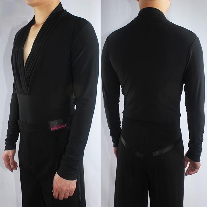 社交ダンス衣装 ブラック Vネック 競技用 ラテンダンスシャツ 男性用 ダンス衣装 ダンスウェア 練習着 ラテン ルンバ 発表会 |  | 01