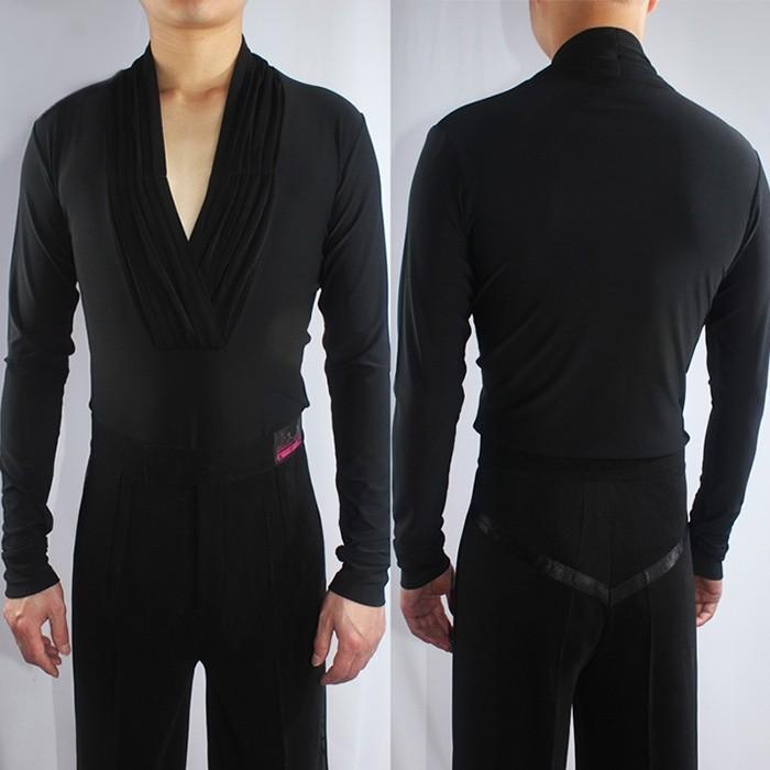 社交ダンス衣装 ブラック Vネック 競技用 ラテンダンスシャツ 男性用 ダンス衣装 ダンスウェア 練習着 ラテン ルンバ 発表会 |  | 02