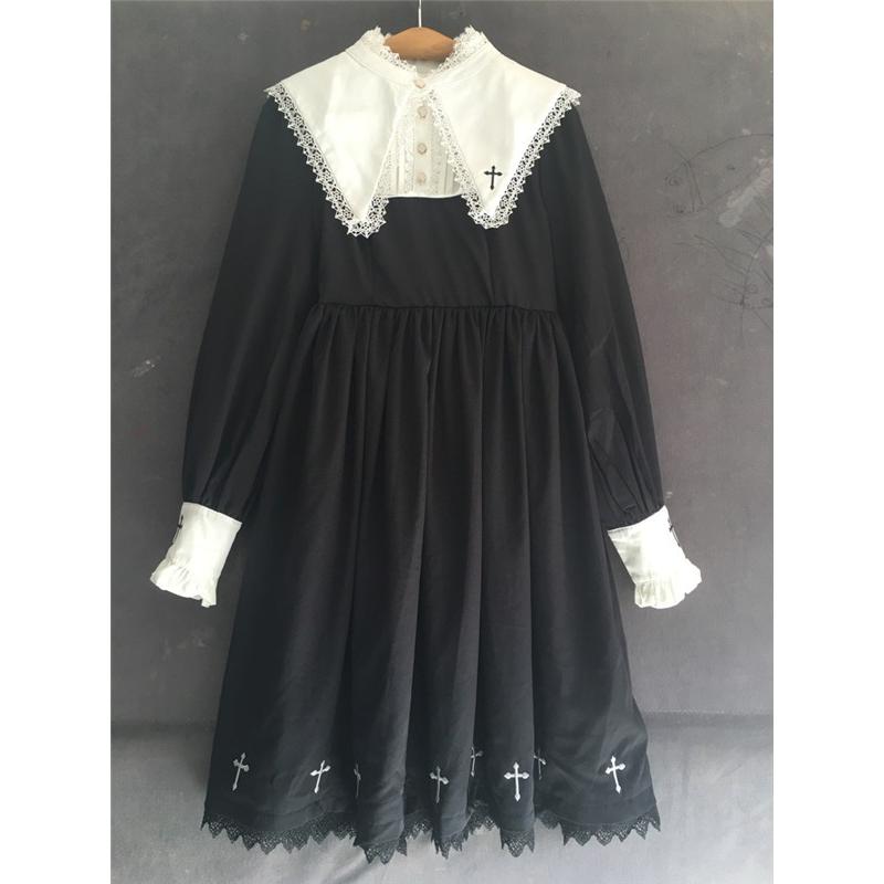 ゴスロリ ワンピース ロリータ コスプレ メイド 黒 S M L