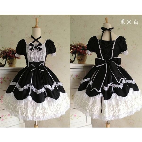ゴスロリ ワンピース ロリータ ゴシック コスプレ メイド 全7色 衣装