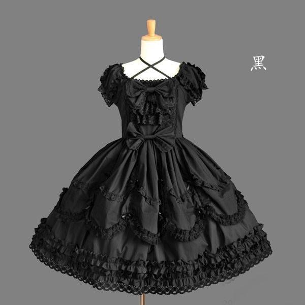 ゴスロリ ワンピース ロリータ ゴシック コスプレ メイド 全7色 衣装