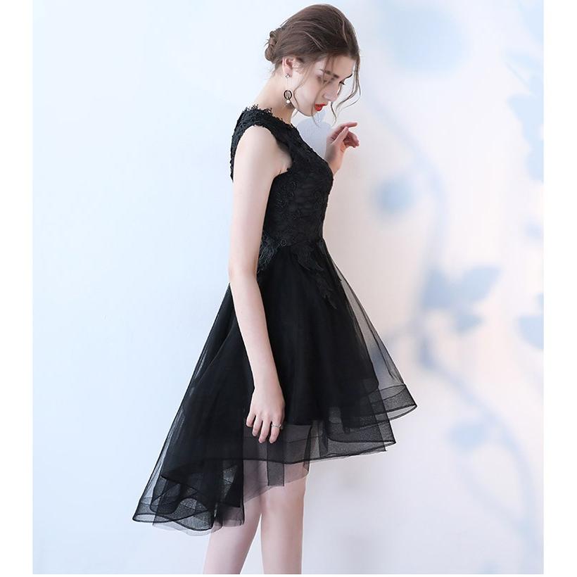 3colors XS〜3XL パーティードレス 演奏会 グレー ドレス 結婚式 20代 30代 ショート丈ドレス 膝丈ドレス 前短後長 ノースリーブ 二次会 謝恩会