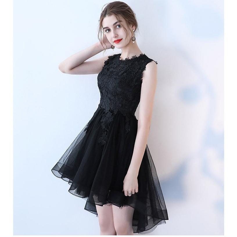 3colors XS〜3XL パーティードレス 演奏会 グレー ドレス 結婚式 20代 30代 ショート丈ドレス 膝丈ドレス 前短後長 ノースリーブ 二次会 謝恩会