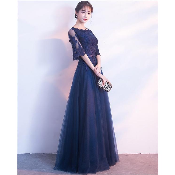 ロングドレス パーティー 他と被らない 黒 ブルー 演奏会用ドレス ロングドレス_6