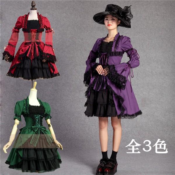 ワンピース ロリータ プリンセスラインお姫様ドレス コスプレ メイド 洋服 S M XLコスプレ衣装 復古風 演出服 パーティードレス コスチューム 衣装