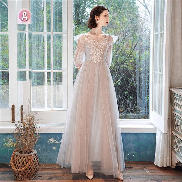 セール！かなりお買い得です！ ショートドレスにもロングドレスになるドレス！ パーティードレス ブライズメイド ドレス ロングドレス ミモレ丈ドレス