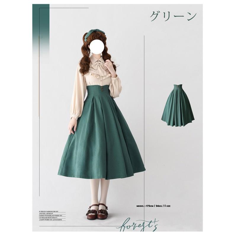 ロリータ スカート 無地 ジャンパースカート 洋服 ミモレ丈 ジャンスカ