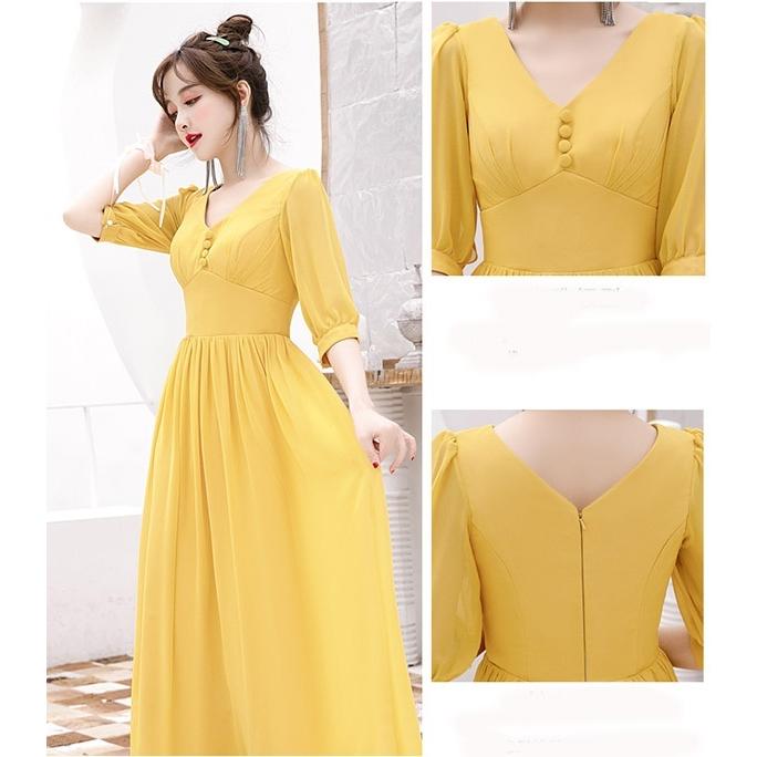 4タイプ ブライズメイド ドレス ロング イエロー ハワイ 結婚式 リゾートワンピ ブライズメイドドレス 2次会ワンピース 発表会 ドレス 大人 お揃いドレス パーティー お呼ばれ Aライン フレア 結婚式ワンピース 半袖 五分袖 Vネック XS S M L XL 2XL da830s1s1l9 4タイプ ブライズメイド ドレス ロング イエロー ハワイ 結婚式