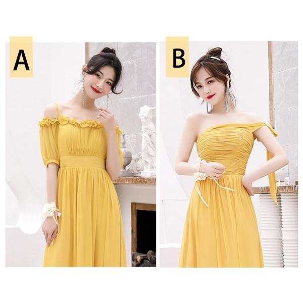 4タイプ ブライズメイド ドレス ロング イエロー ハワイ 結婚式