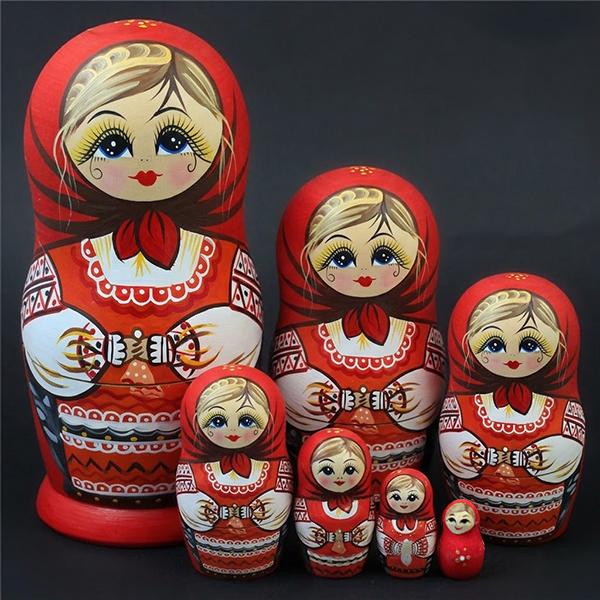 【民芸品】マトリョーシカ　ロシア人形　歴代大統領　民芸品（★美品★） ロシア 人形 マトリョーシカ クリスマス 7組 7個組セット 民芸 お土産