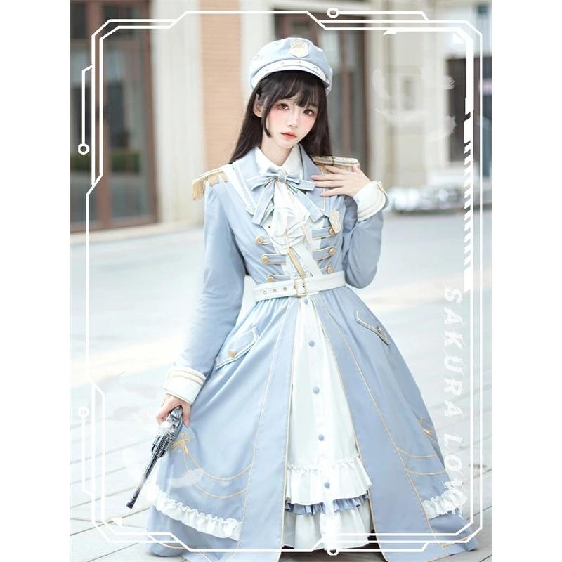 ミニロリ 軍服ロリータ ゴスロリ フルセット ワンピース 長袖あり 肩章