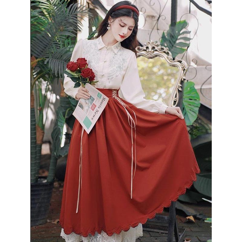 洋服 ロリータ レディース ブラウス スカート 2点セット 8カラー 長袖