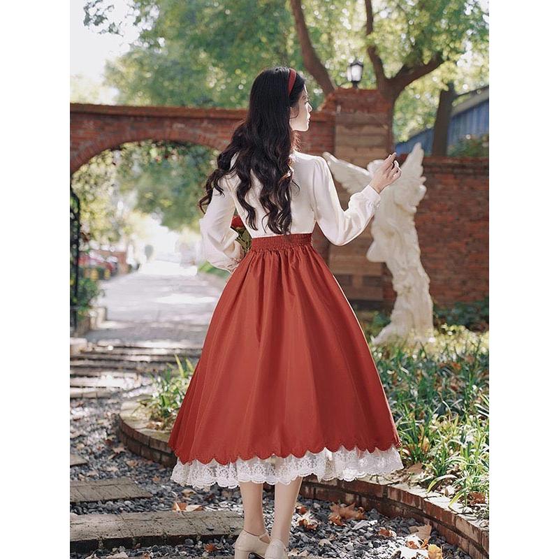 洋服 ロリータ レディース ブラウス スカート 2点セット 8カラー 長袖