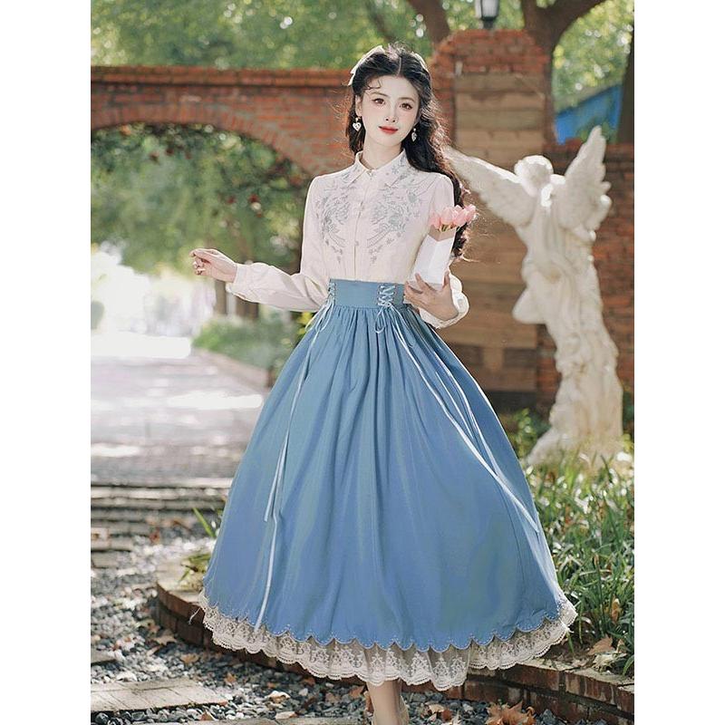 洋服 ロリータ レディース ブラウス スカート 2点セット 8カラー 長袖