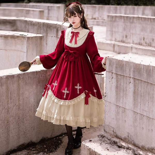 ロリータ　ロリィタ　ハイウエスト　ワンピース　オリジナル　ハンドメイド　クラロリ クラロリ ゴシックロリィタ ゴスロリ ロリータ ワンピース
