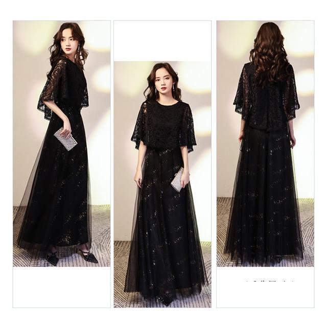 演奏会 パーティードレス ロング丈 袖あり 大きいサイズドレス 発表会