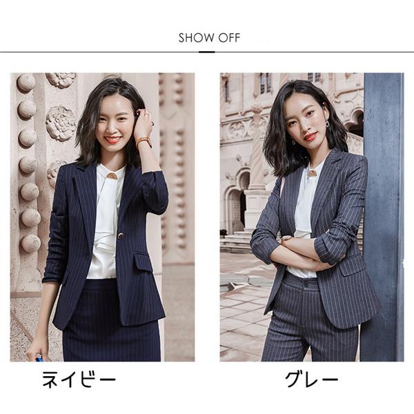 スーツ レディース パンツスーツ セットアップ 縦縞 フォーマルスーツ