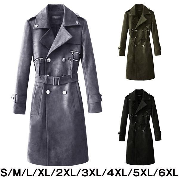 大注目 スエード生地 ロング トレンチコート メンズ ロングコート 春コート ビンテージ風 スプリングコート 秋コート 防風 アウター 大きいサイズ 激安単価で Ventas Capressocafe Com