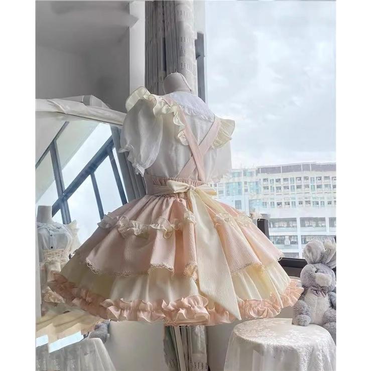 ロリータ サスペンダースカート ティアードスカート リボン Aライン Lolita ゆめかわ フリル_9